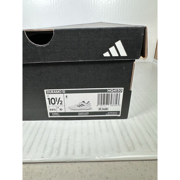 Size 10.5 Mens Adidas DURAMO 10 White Black Sneaker Shoe HQ4130 NEW